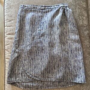 Vintage FLAX by Jeanne Engelhart 90s Linen Asymmetrical Gray Mini Skirt Small